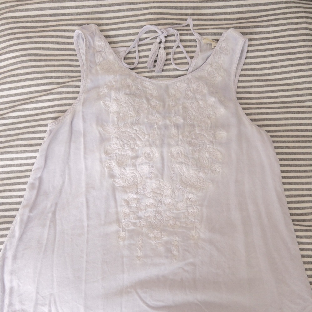 Purple Floral Embroidered Sleeveless Blouse